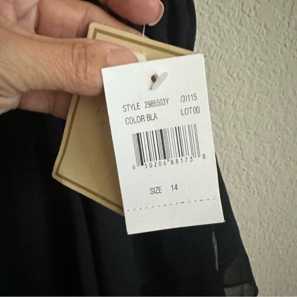 Vintage Y2K Whimsigoth Elegant Black Tiered Ruffle Dress Size 14 NWT - Picture 9 of 11